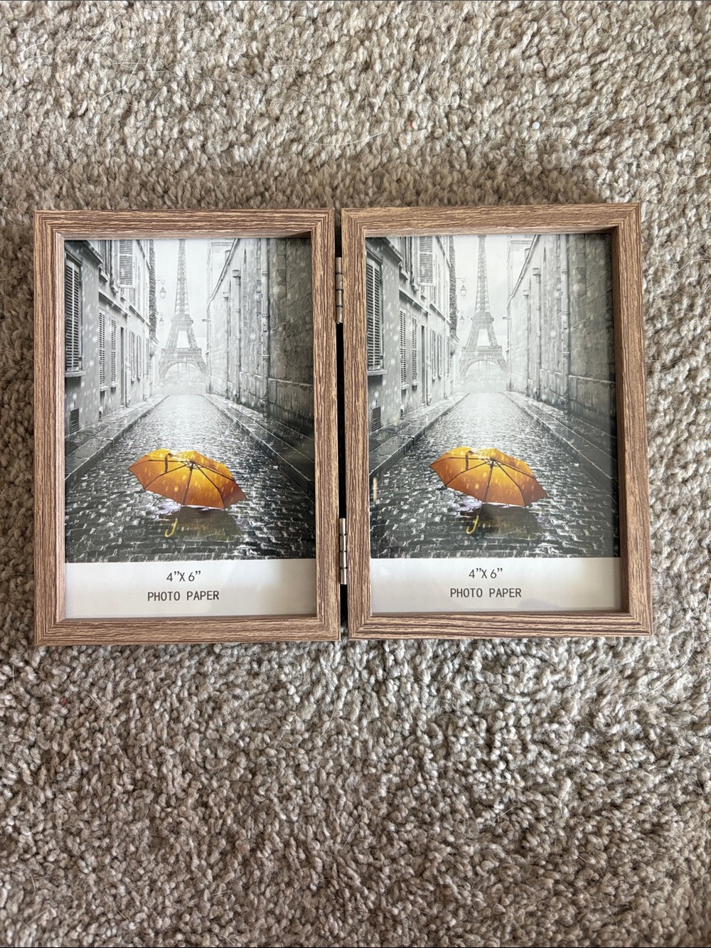 Double 4x6 Rustic Wood Hinged Photo Frame in Brown